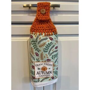 Crochet Top Kitchen Towel- Farm Fresh Autumn Harvest